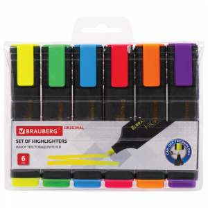 Набор текстовыделителей BRAUBERG 6 шт., АС...